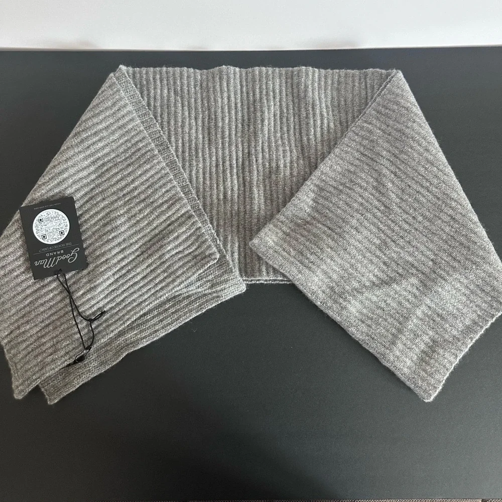 Good Man Brand Ottoman Rib Wool & Cashmere Scarf in Grey Heather New